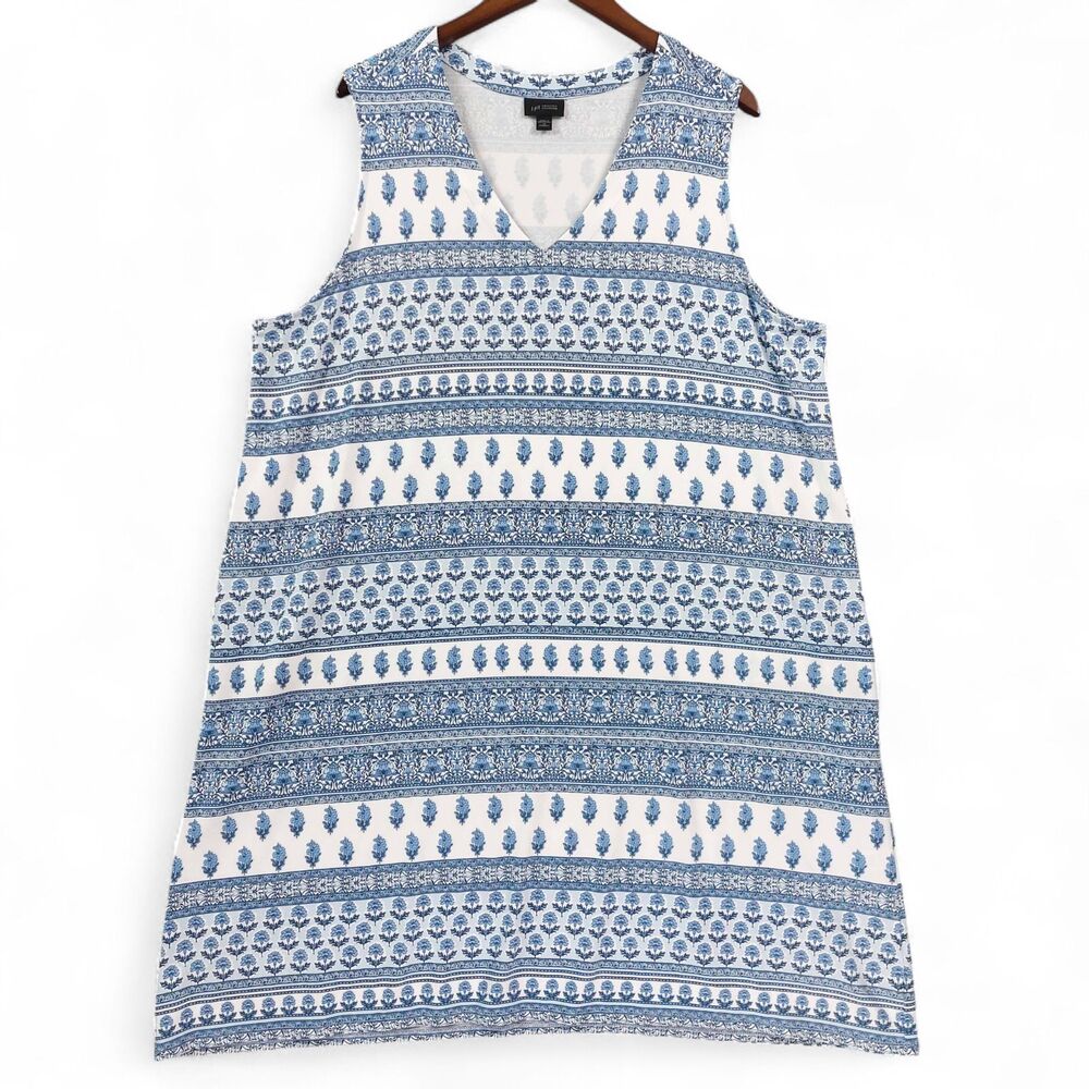 J Jill Wearever Dress Sz 3X Sleeveless Boho Floral Travel Flowy Casual Everyday